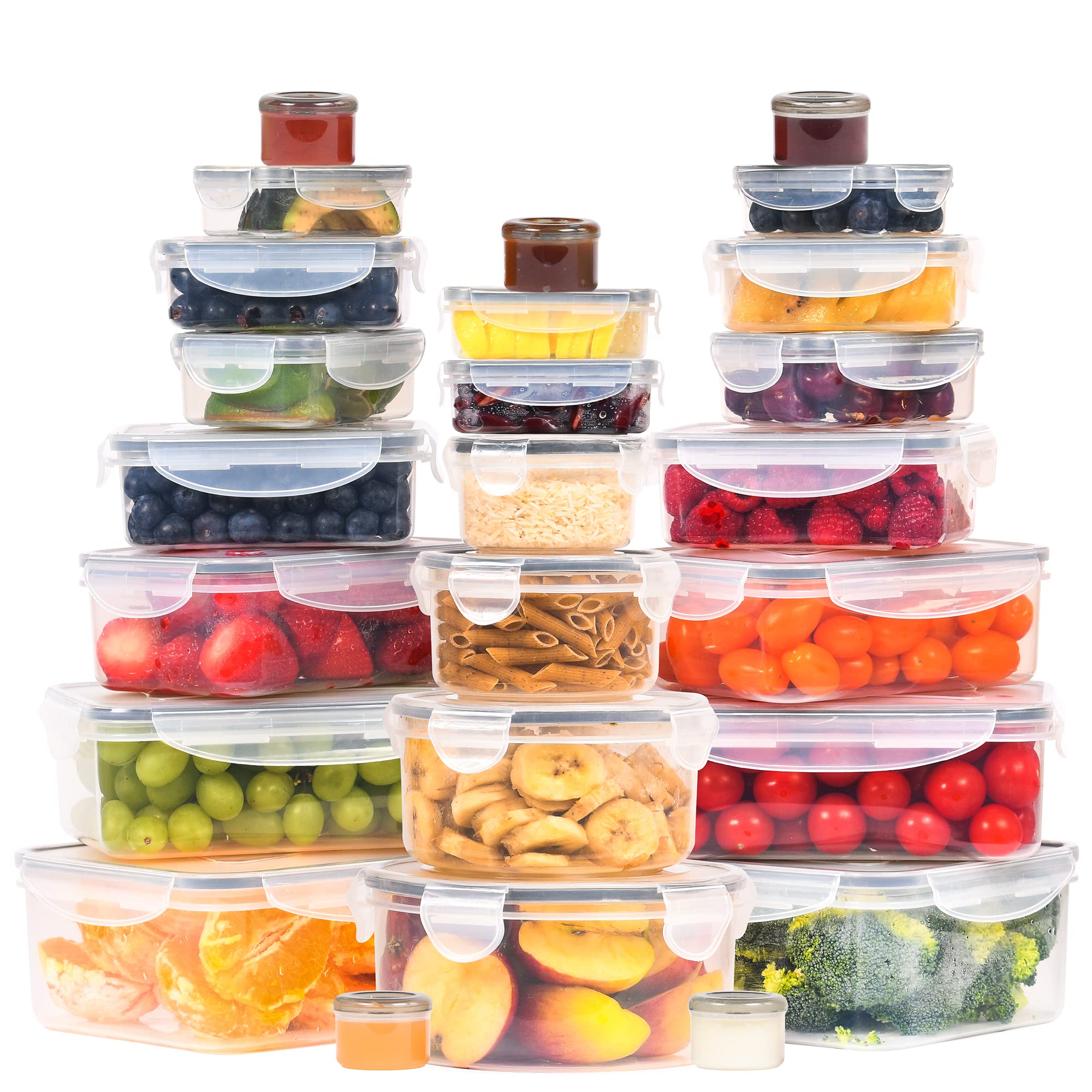 RockBerry 50-Piece Large Food Storage Container Set with Lids - Airtight BPA-Free Leakproof Containers (85oz to Small Sizes, Total 526oz) - Stackable Kitchen Organizers for Pantry, Freezer & Microwave Safe - Perfect for Meal Prep, Leftovers & Bulk Food Storage