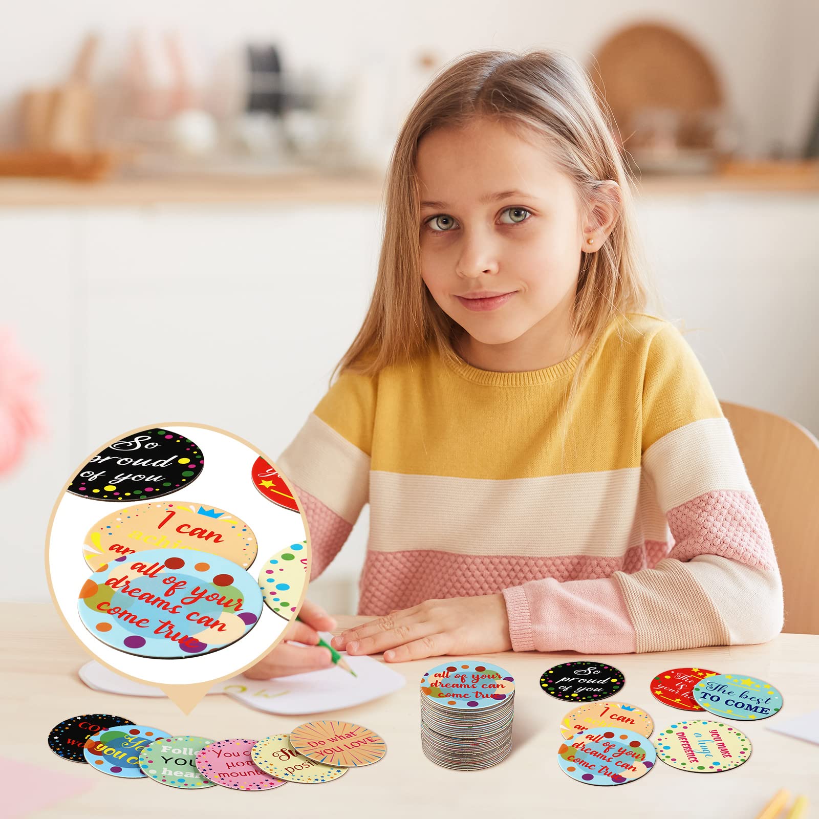 100 Pcs Positive Affirmation Cards with 50 Motivational Sayings - Inspirational Encouragement Cards for Kids, Classroom, Office & School - Cute Style Cardstock Cutouts for Daily Motivation & Self-Esteem Boost