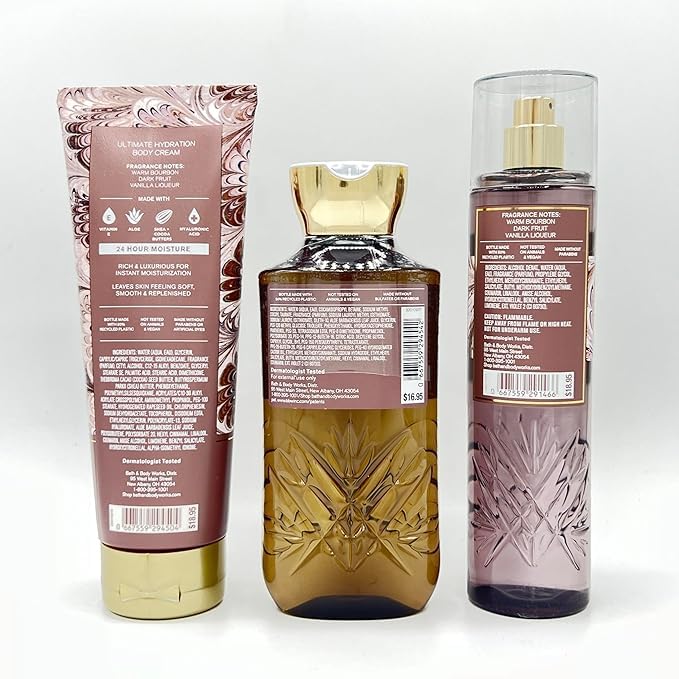 Vanilla Bourbon Bath & Body Gift Set - 3 Piece Moisturizing Bundle with Hydrating Body Cream, Luxurious Body Wash & Fragrance Mist | Perfect for Self-Care, Spa Days & Gifts