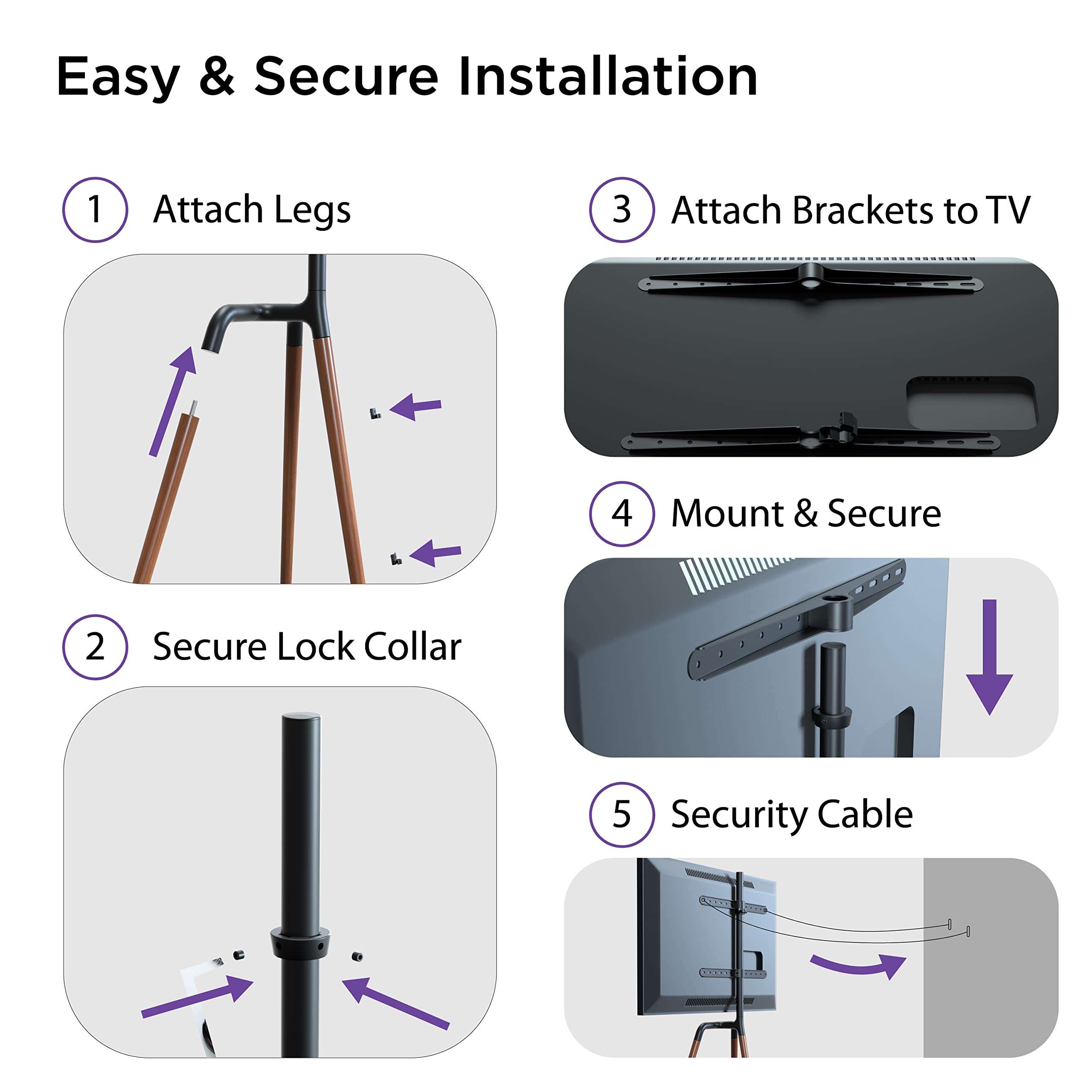 Universal TV Floor Stand for 47-72 Inch Screens - Heavy Duty 90° Swivel TV Mount with Tripod Base - Supports LED LCD OLED Flat/Curved TVs up to 99lbs - Perfect for Living Room, Bedroom & Home Theater Setup