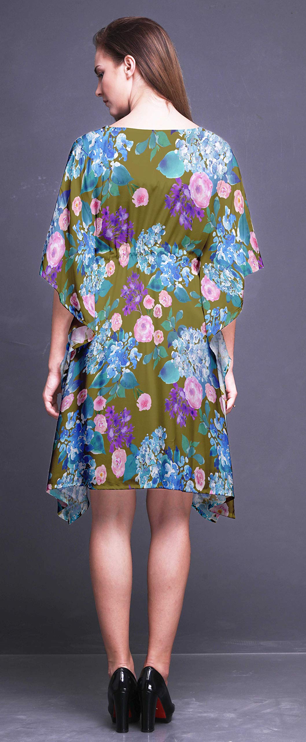 Bimba Women's Short Caftan Midi Dress - Beach Cover Up, Swimwear Wrap, Boho Summer Dress for Pool, Vacation & Resort Wear