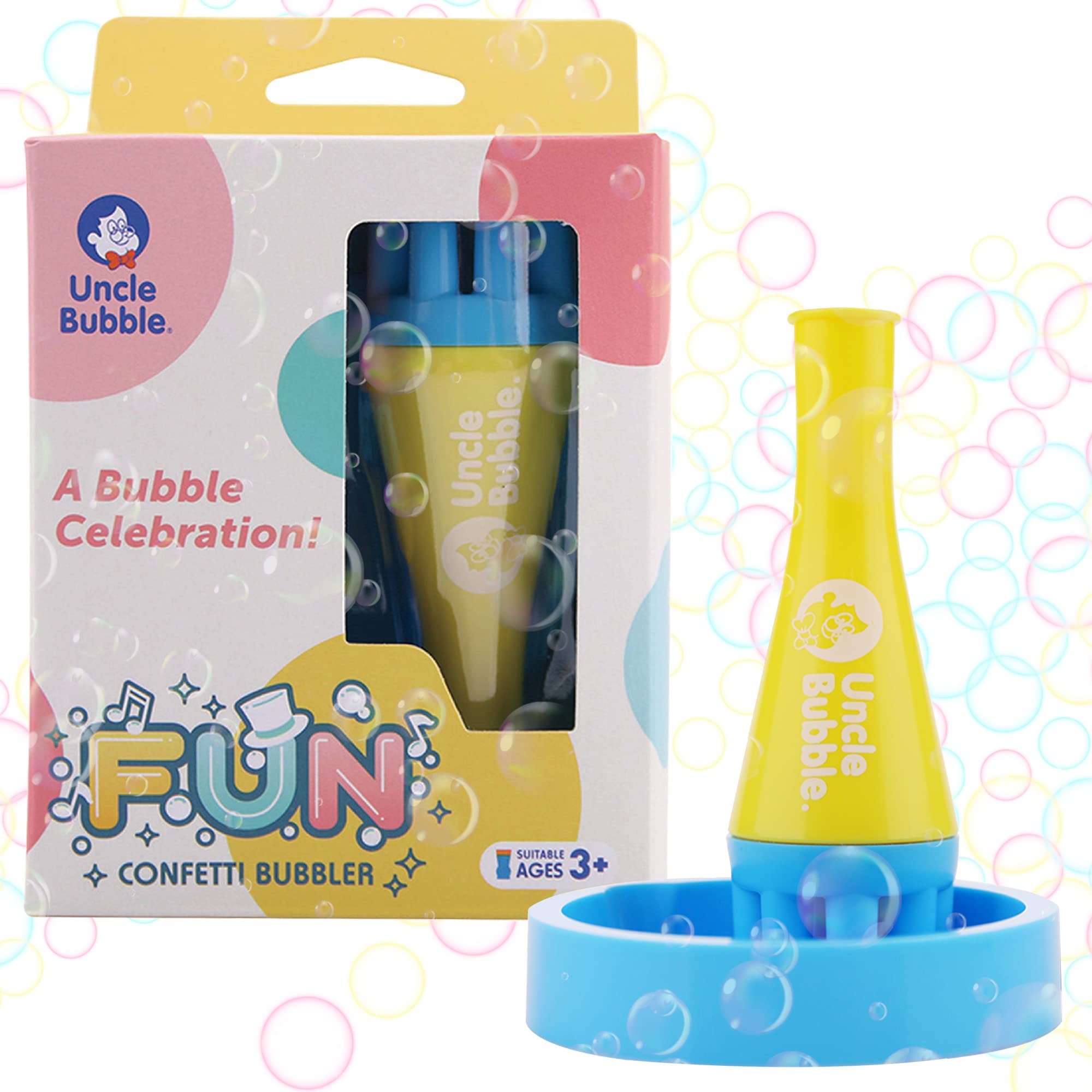 Uncle Bubble Mini Bubble Blower - Non-Toxic Plastic Confetti Bubbler for Kids | Fun Summer Outdoor Toy for Boys & Girls | Creates Thousands of Mini Bubbles in One Breath | Perfect for Birthday Parties, Backyard Play & Park Adventures