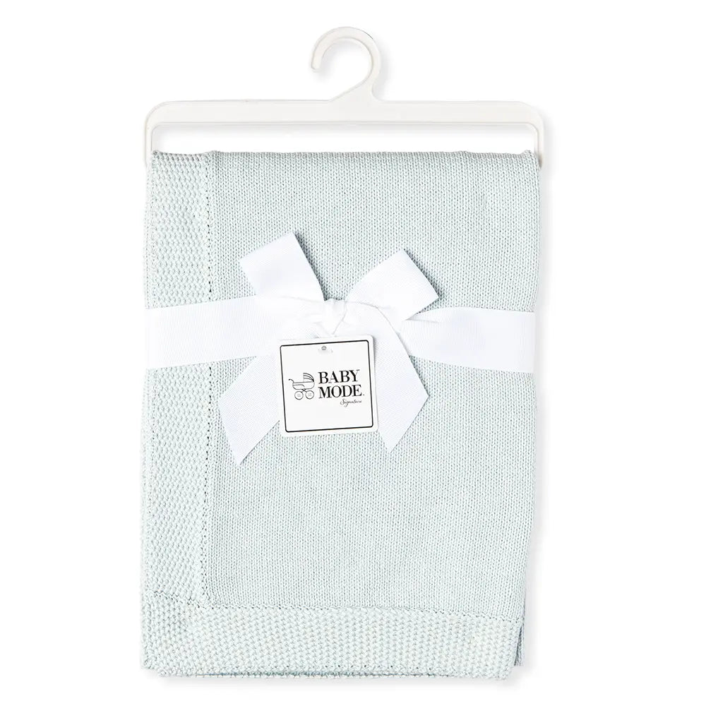 Soft Baby Knit Blanket with Border - Cozy Blue Blanket for Newborns, Infants & Toddlers | Perfect for Nursery, Stroller, Car Seat & Swaddling