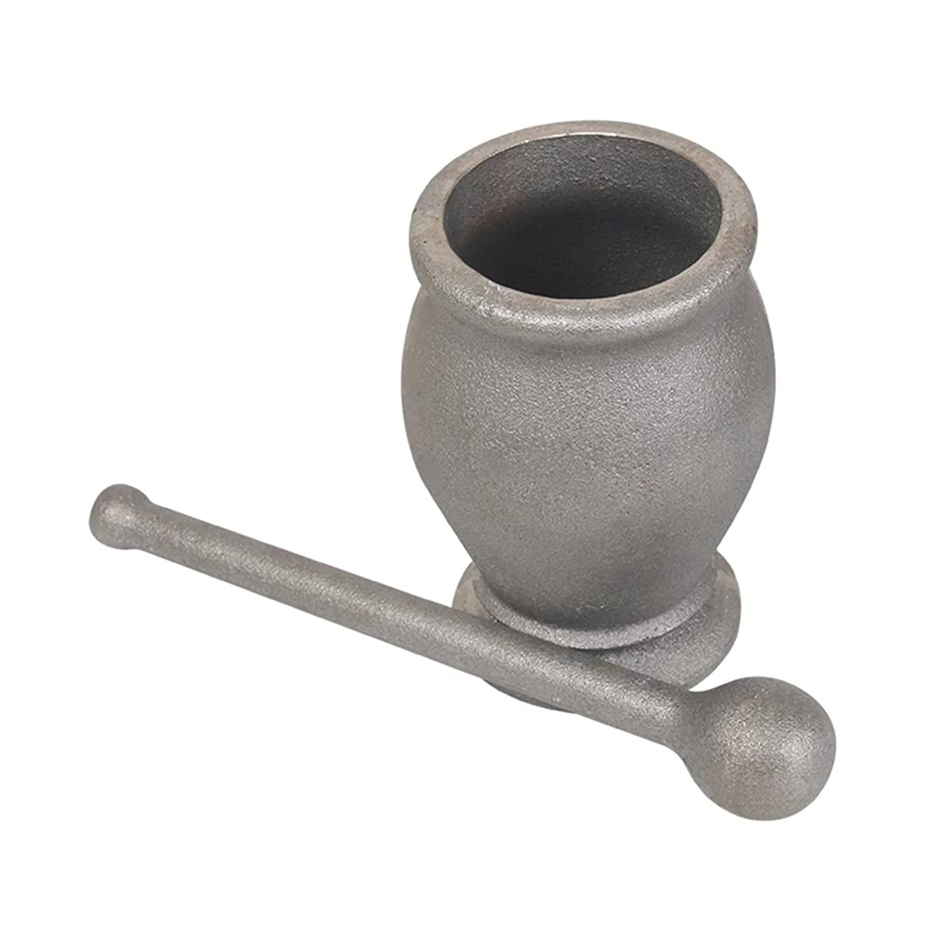Premium Cast Iron Mortar and Pestle Set with Leather Cover - 15cm Spice Grinder for Black Pepper, Salt & Herbs - Ideal for Kitchen, Cooking & Gourmet Food Preparation