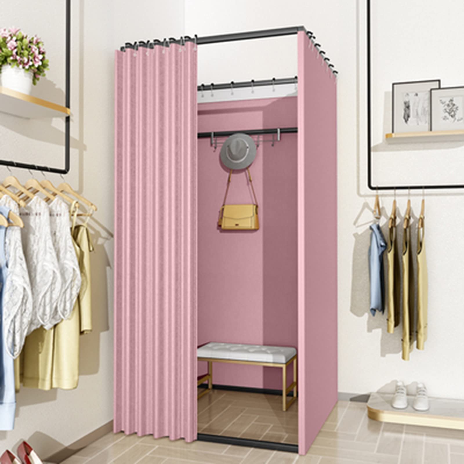 STARMS Portable Fitting Room - Mobile Changing Room for Clothing Stores, Pink 80x80x200cm - Durable & Stable for Shopping Malls, Offices, Boutiques | Perfect for Retail Stores, Home Try-Ons & Fashion Events