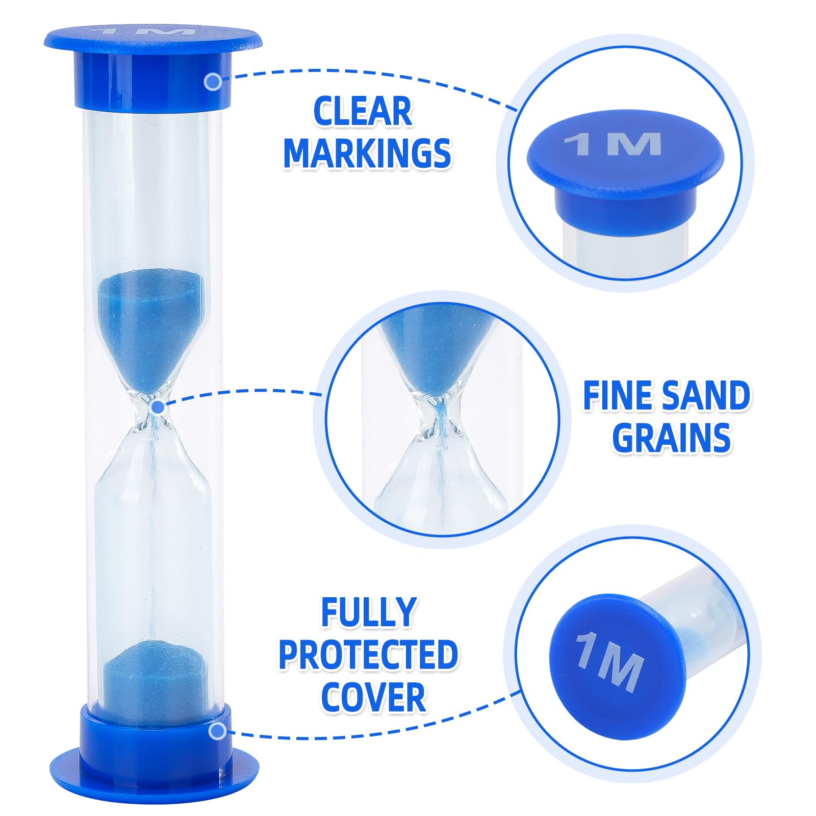 I-MART 6-Pack Plastic Sand Timer Set - 30 Sec, 1 Min, 2 Min, 3 Min, 5 Min, 10 Min Hourglass for Classroom, Games, Cooking & Productivity Time Management