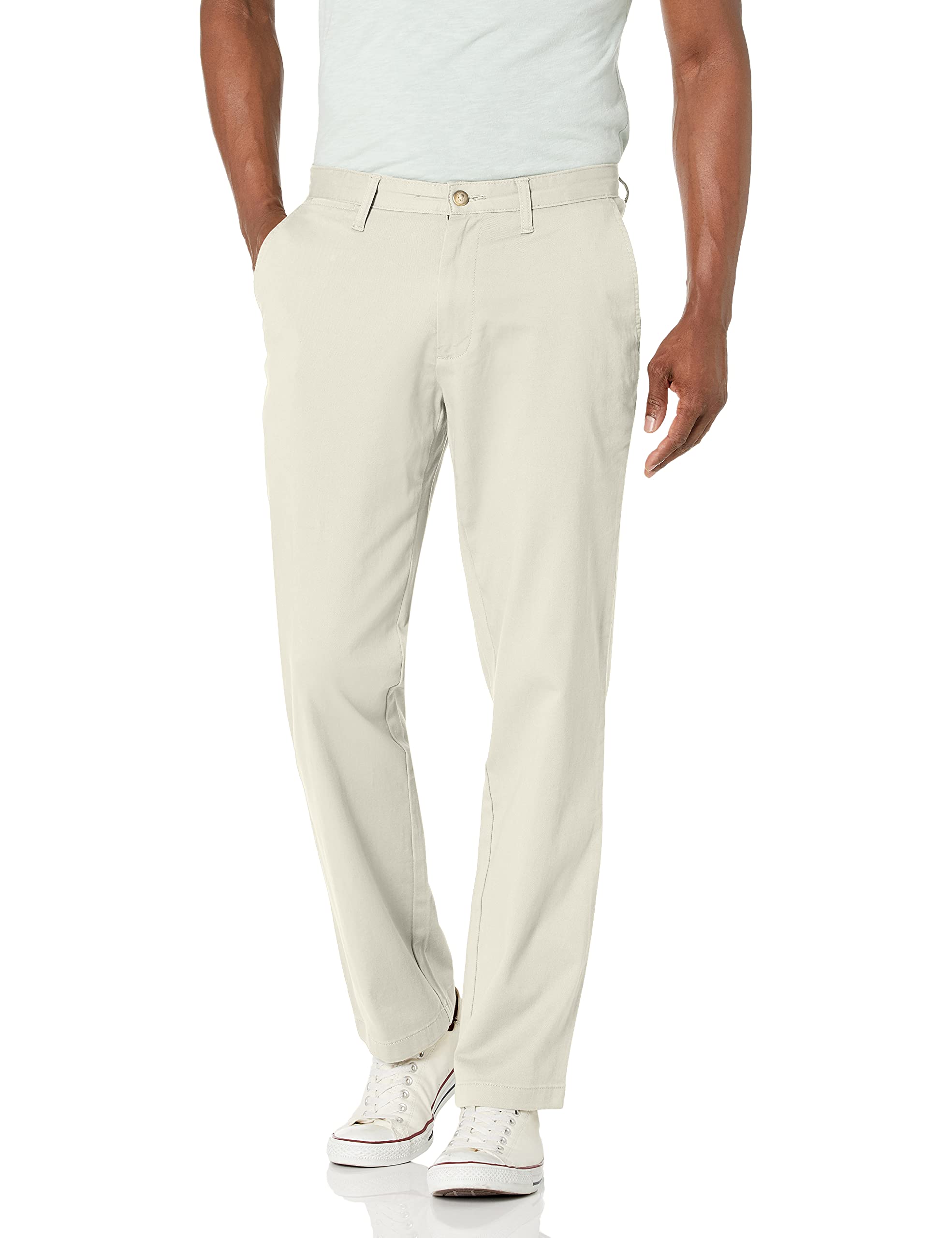 Nautica Men's Classic Fit Flat Front Stretch Solid Chino Deck Pants - Comfortable Casual & Work Pants for Business, Office, and Everyday Wear