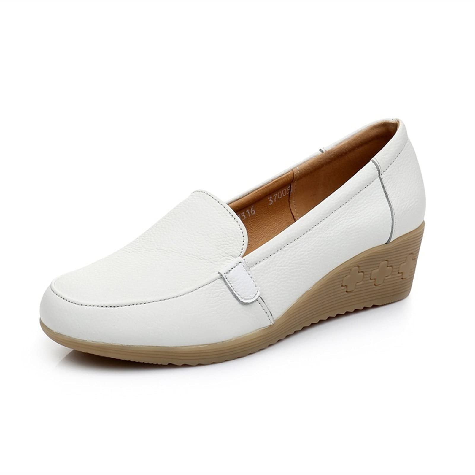 **Women's Slip-Resistant Nursing Shoes - 4cm Wedge Slip-Ons with Perforated Design | Lightweight, Non-Slip & Comfortable Round Toe | Perfect for Healthcare Workers, Outdoor Work & Daily Wear**