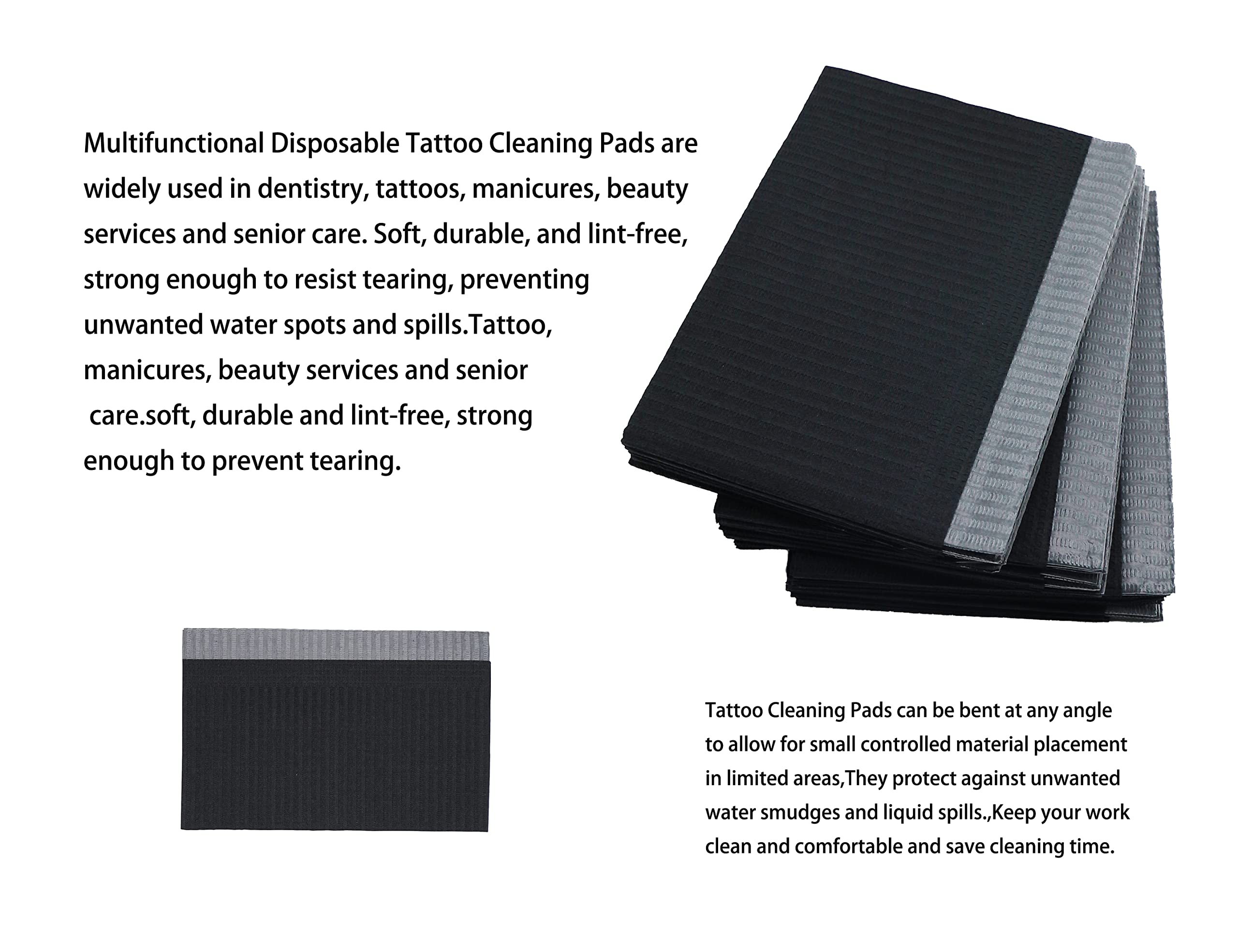 125PCS Disposable Dental Bibs 13x18 Inches - Black Dental Patient Bibs, Dental Table Covers, Hygiene Underpads for Dentist Office, Home Care & Medical Use - Soft, Absorbent & Leak-Proof Dental Supplies