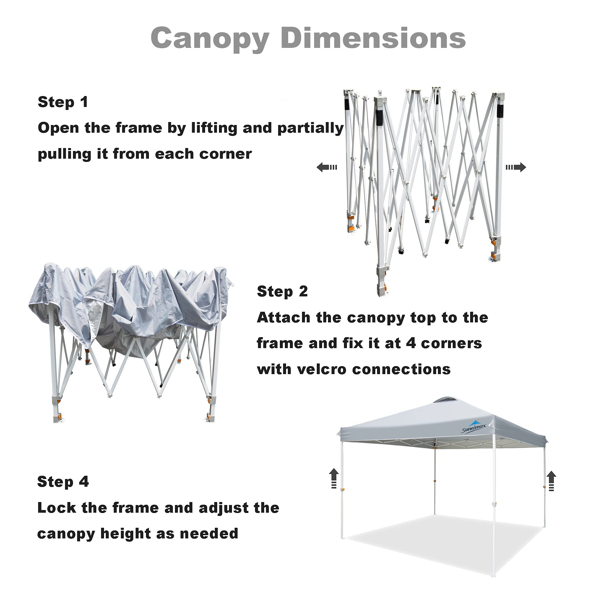 10x10FT Pop Up Canopy Tent - Waterproof Portable Folding Shelter with Roller Bag & 4 Sand Bags - Ideal for Outdoor Parties, Tailgating, Camping & Beach Events (Grey)