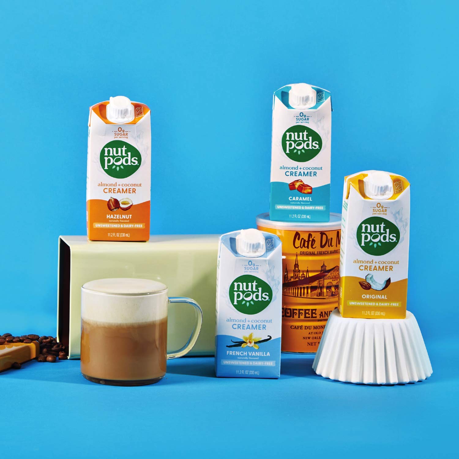 Nutpods Non-Dairy Coffee Creamer Bundle - 4 Pack Unsweetened Variety & 3 Pack Cookie Butter Creamer | Plant-Based, Keto-Friendly, Vegan | Perfect for Coffee, Tea, Baking & Smoothies