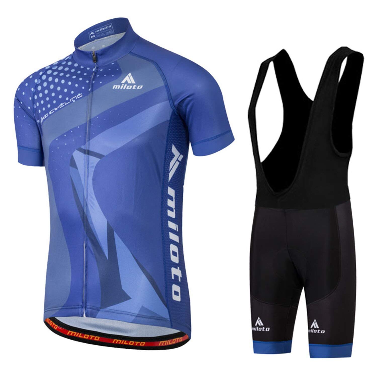 MILOTO Men's Cycling Jersey & Bib Shorts Set - Breathable Team Bike Shirt for Summer Road Biking | Perfect for Cycling Competitions & Outdoor Training