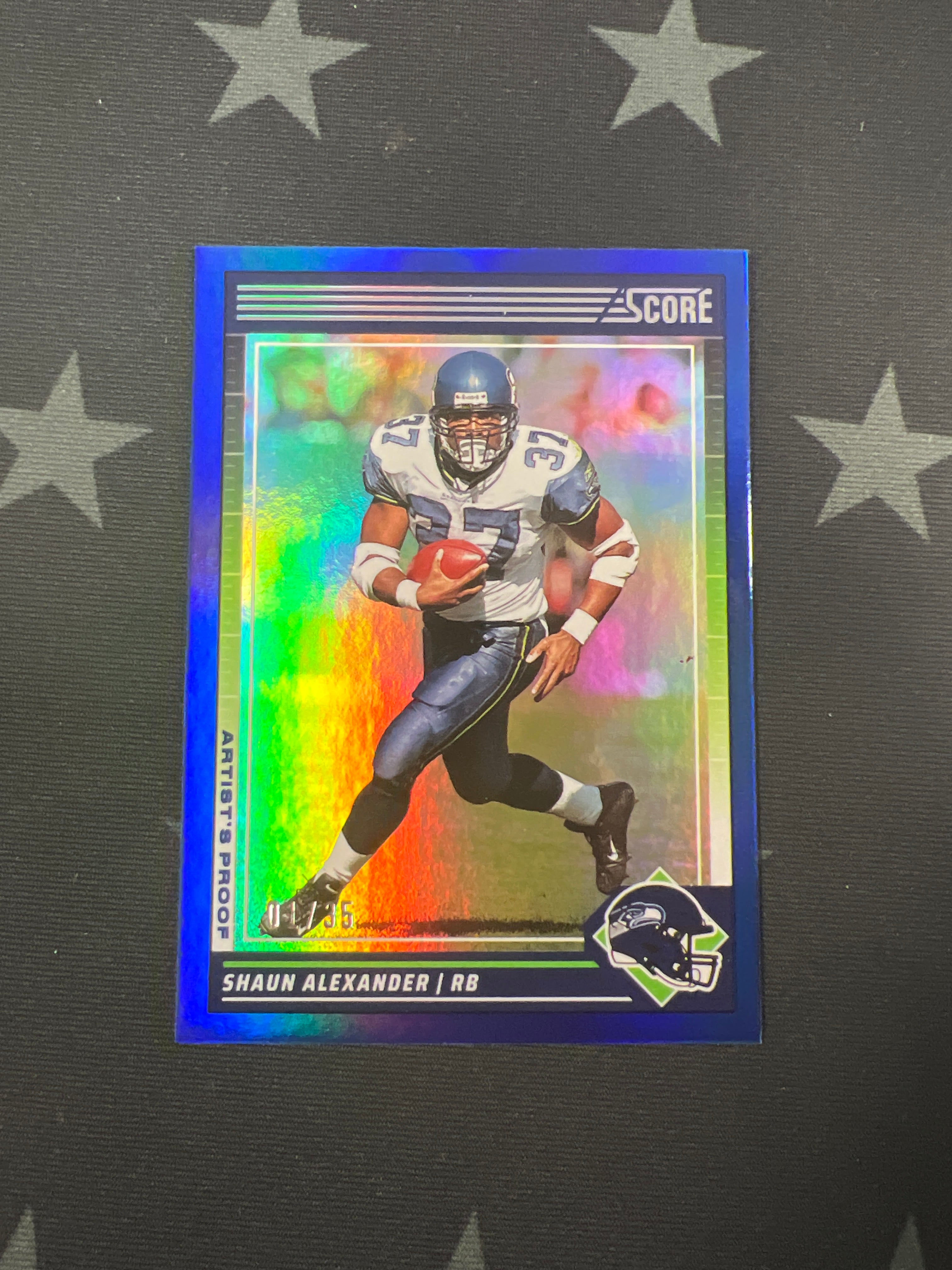 2024 Panini Score Shaun Alexander #261 Blue Artist's Proof /35 - Rare Football Trading Card for Collectors & Fans - Perfect for Sports Memorabilia Displays & Investment Collections