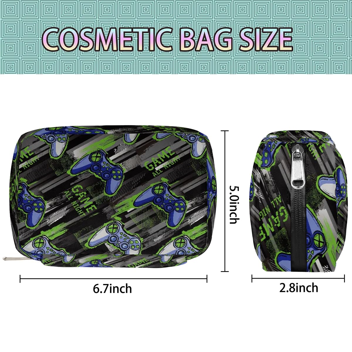Kids Toiletry Bag for Boys - Small Waterproof Gamer Gamepad Cosmetic Travel Bag for Toddlers | Perfect for Weekend Trips, Sleepovers & Family Vacations