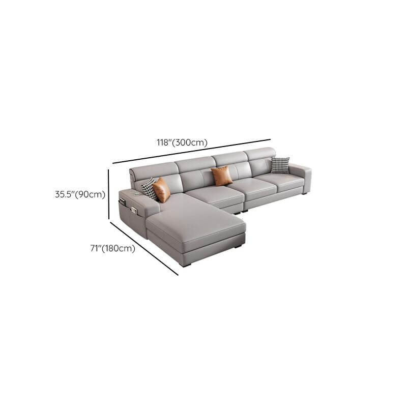 L-Shaped & Straight Sectional Sofa with USB Charging Ports - Left or Right Facing Chaise Lounge for Living Room, Home Theater & Office Spaces
