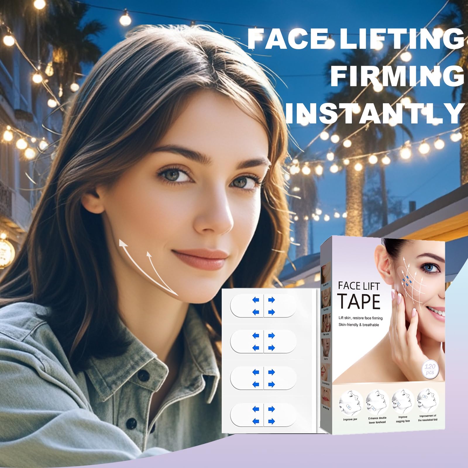 Instant Face Lift Tape - Invisible Skin Tightening Stickers for Sagging Skin, Double Chin, Eyes & Jowls (120pcs) - Perfect for Special Occasions, Photos & Everyday Youthful Look