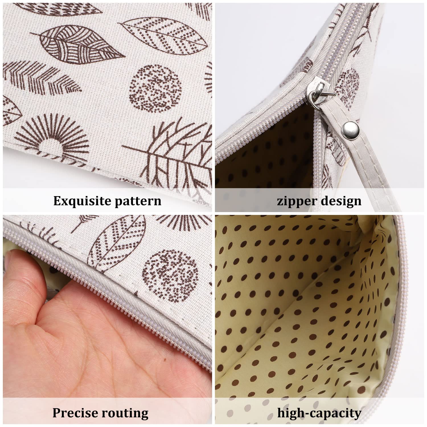SUMAJU 4 Pack Canvas Makeup Bags for Travel - Waterproof Cosmetic Organizer Pouch with Zipper, Toiletry Bag for Women - Perfect for Vacation, Gym, Daily Use & Christmas Stocking Stuffers Gifts