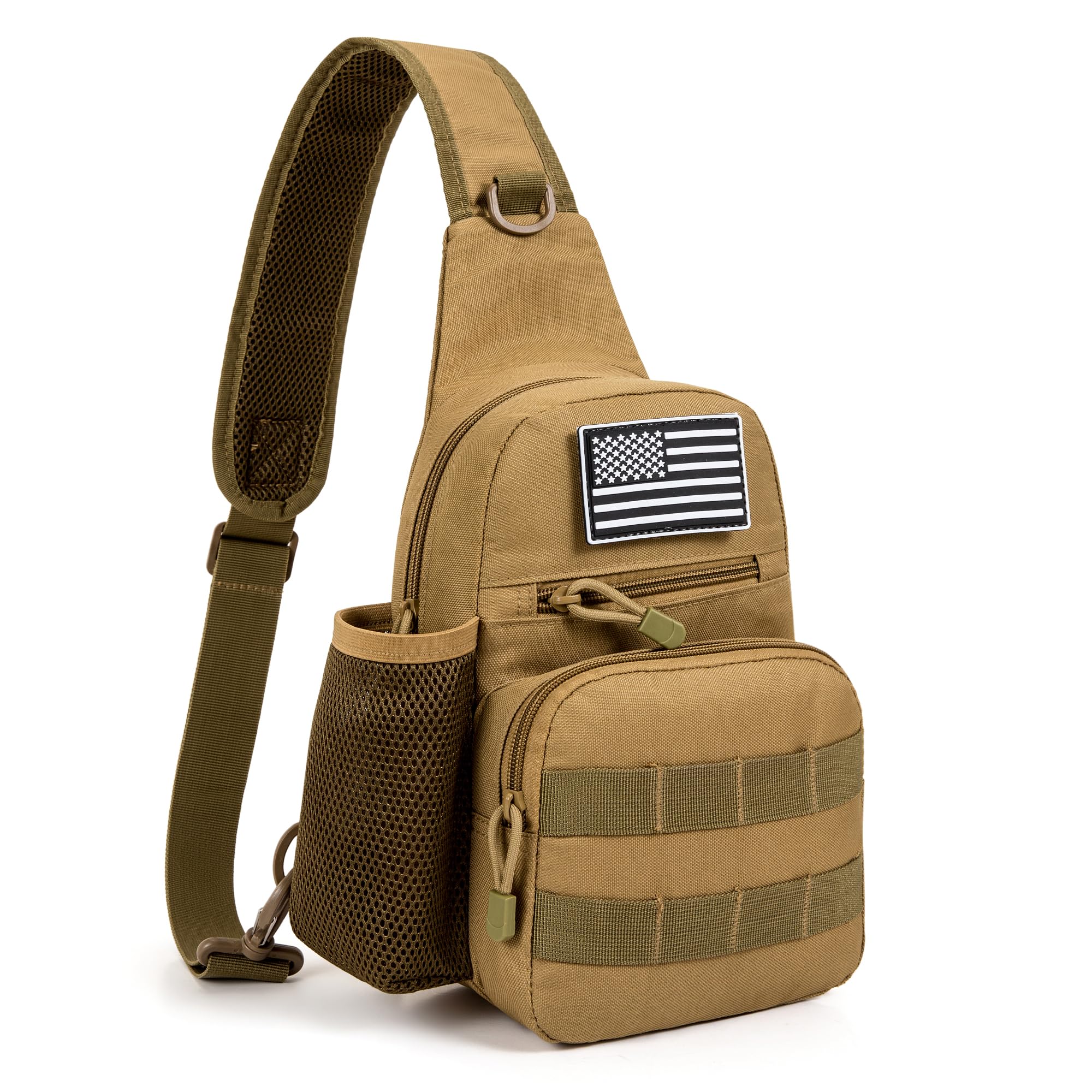 Tactical Backpack for Men - Military Molle Sling Chest Pack, Durable Outdoor Daypack for Hiking, Travel, Sports & EDC | Perfect for Range, Camping & Adventure (Khaki)