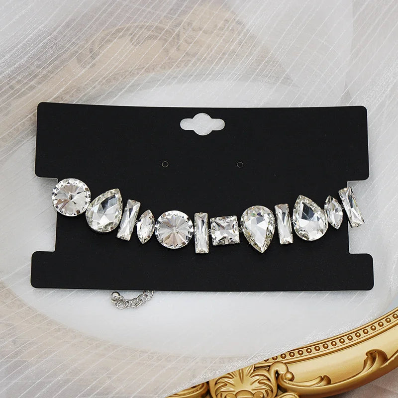 Geometric Crystal Choker Necklace for Women - Elegant Water Drop Clavicle Chain Statement Jewelry Gift for Birthday, Anniversary & Party Wear
