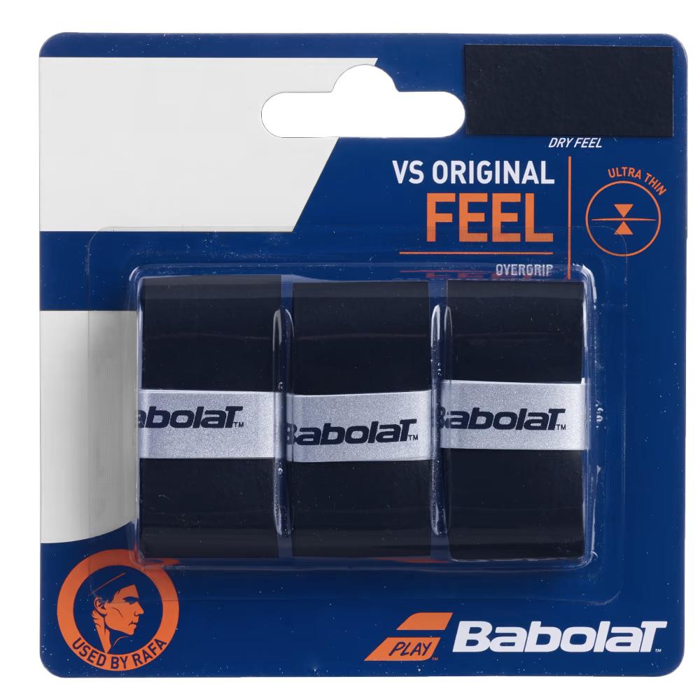 Babolat VS Original Tennis Overgrip - 3 Pack, Black | Premium Grip for Enhanced Control & Comfort | Perfect for Tennis, Badminton & Racquet Sports