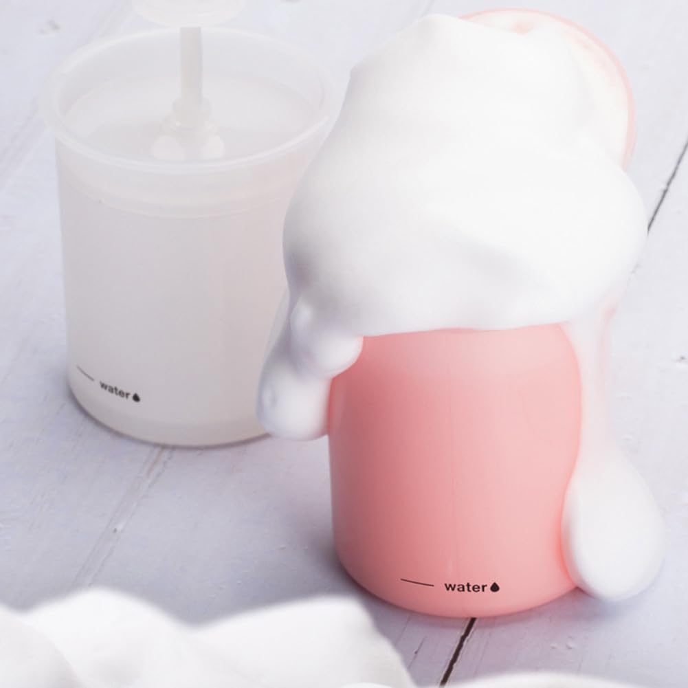Best Manual Face Foam Maker for Facial Cleanser & Shower - Bubble Foamer Cup for Face Wash, Bath & Shampoo (White+Pink) | Perfect for Skincare Routine & Spa Day at Home