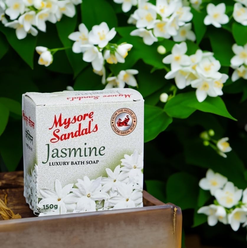 MABOX MYSORE SANDALWOOD & JASMINE LUXURY HANDMADE BATH SOAP - 125g (Pack of 2) - Natural Aromatherapy Soap for Relaxation & Skin Hydration - Perfect for Spa, Gift & Daily Bathing Rituals