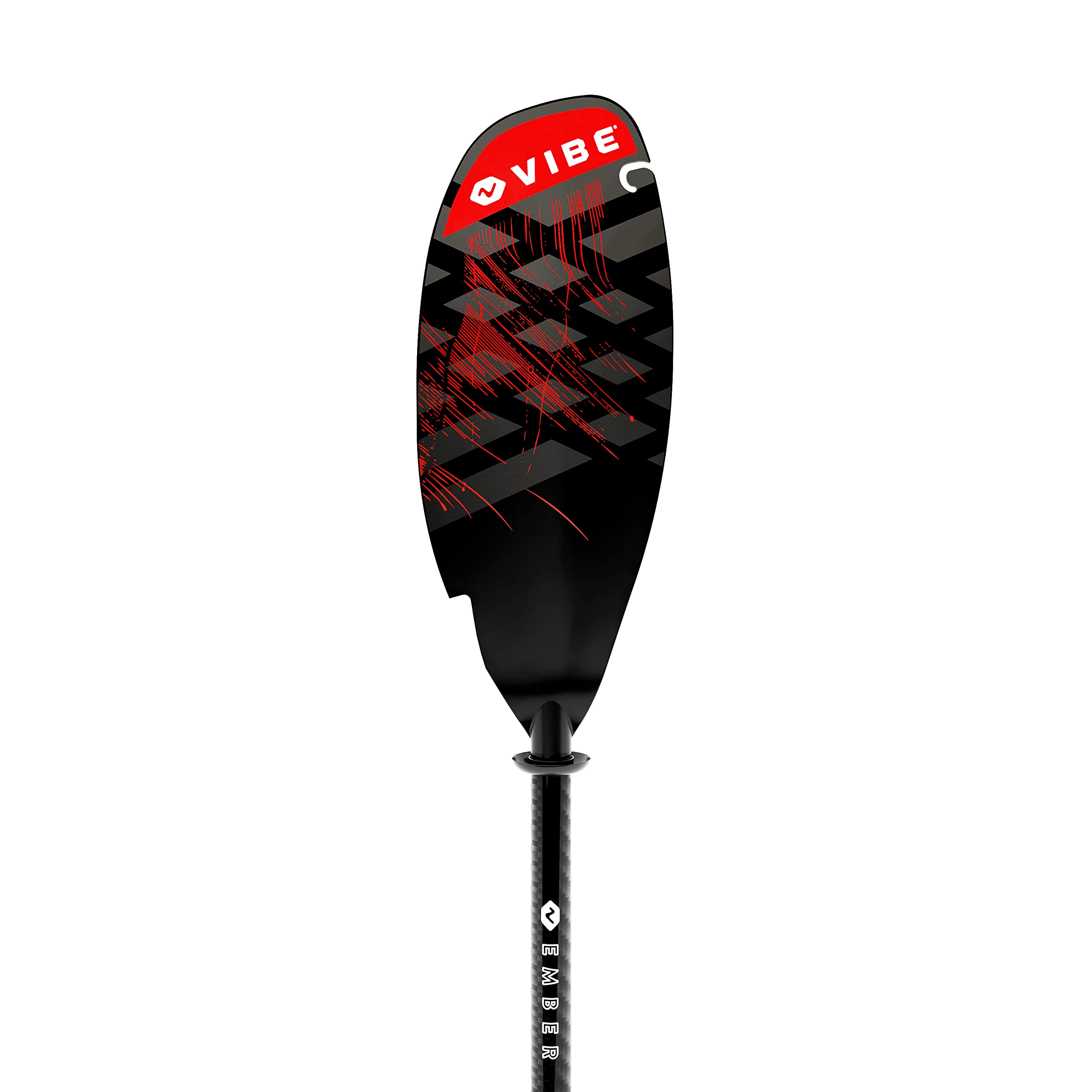 Vibe Ember Kayak Angler Fishing Paddle - Lightweight Carbon Fiber Shaft & Fiberglass Blades - Adjustable 240-260cm - Built-in Retrieval Hook & Dock Pull - Perfect for Kayak Fishing, Camping & Water Sports