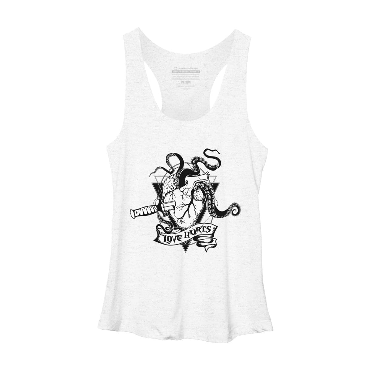 Design By Humans Women's Love Hurts The Monster Heart Racerback Tank Top - Valentine's Day Graphic Tee - Casual Summer Outfit & Festival Wear