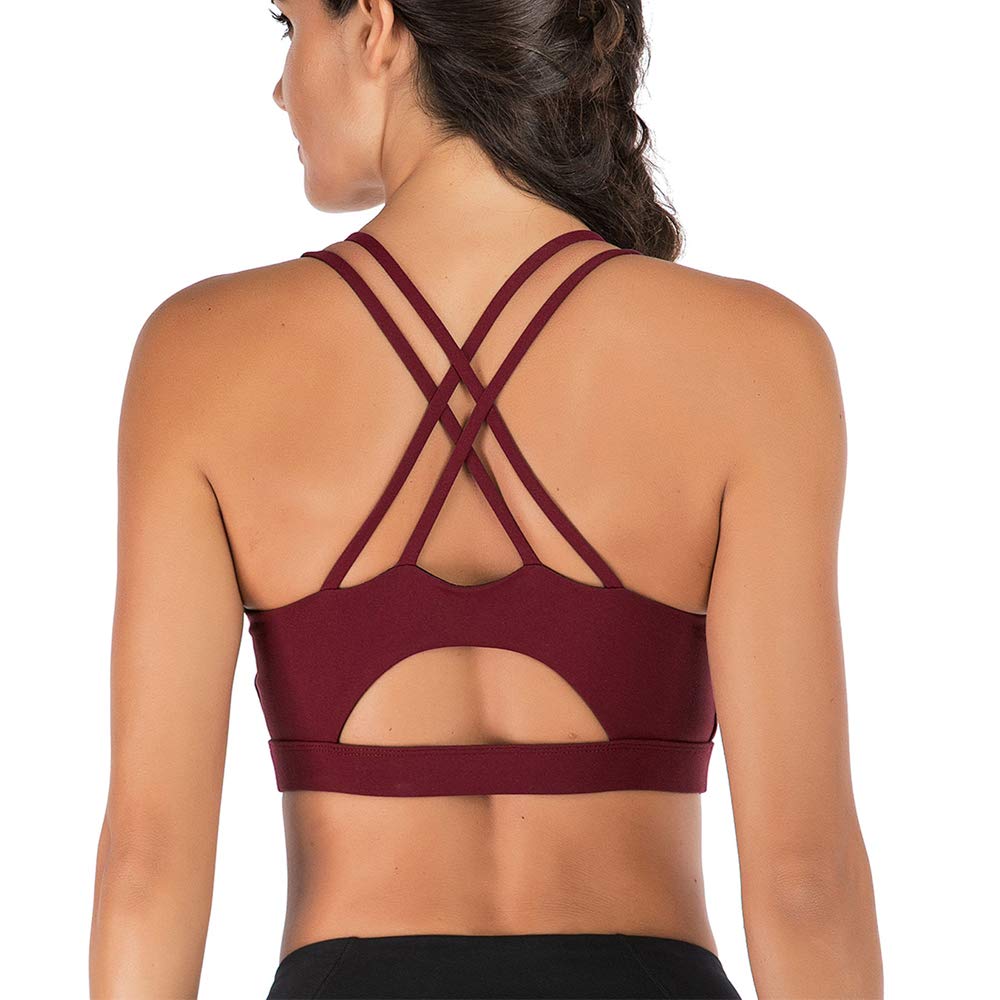 Women's Criss Cross Back Sports Bra - Padded Strappy Yoga Running Fitness Activewear Top for Workout & Gym | Comfortable Support for High-Intensity Training & Daily Wear