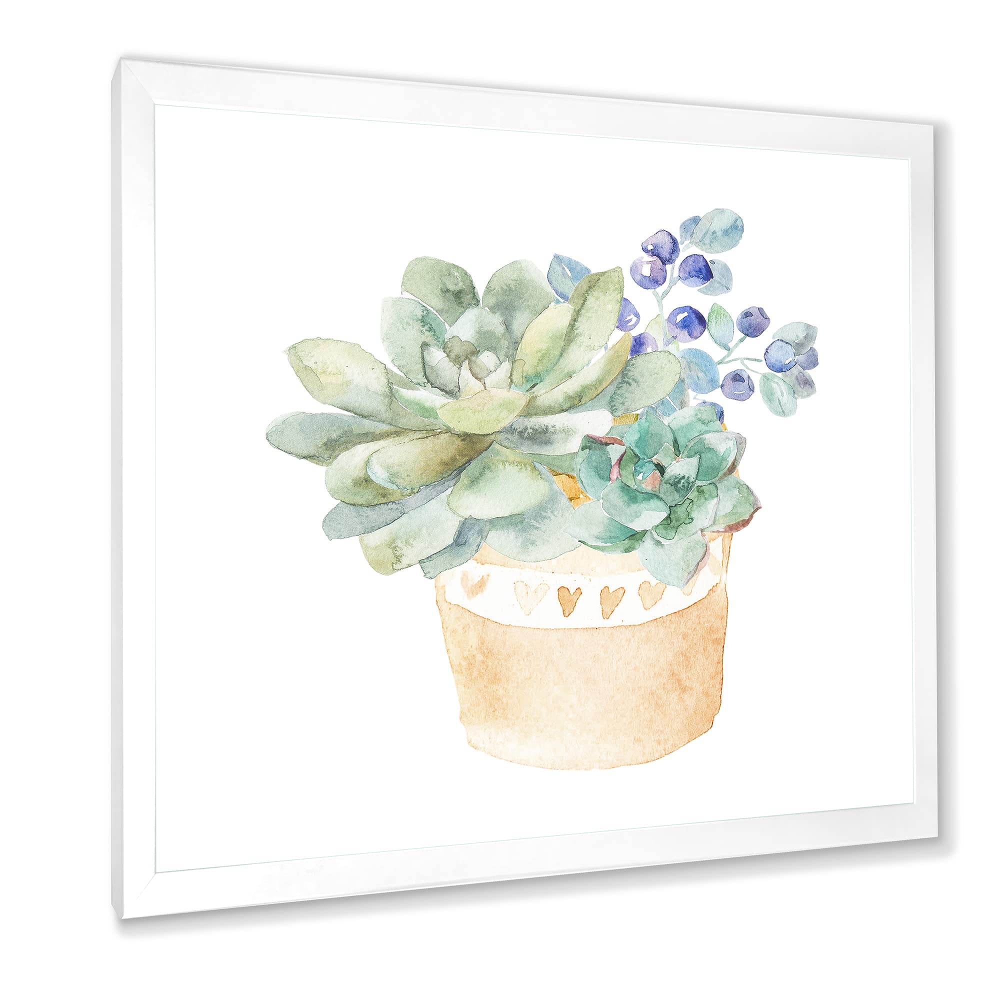 Succulent Plant in Terracotta Pot - Traditional Framed Wall Art Decor for Living Room, Bedroom & Office