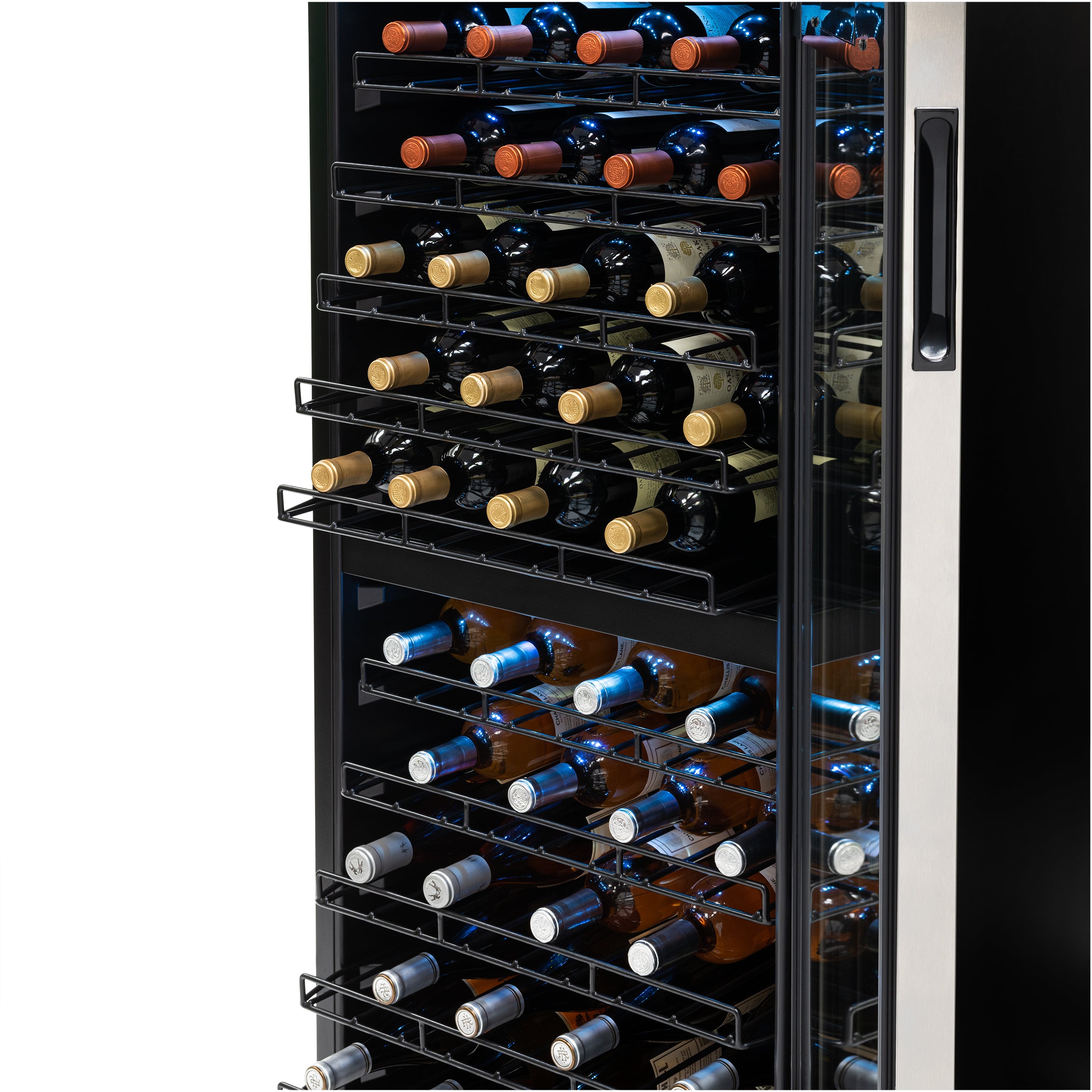 Newair® 98 Bottle 23 Inch Stainless Steel Freestanding Dual Zone Wine Cooler Refrigerator - Perfect for Home Bars, Restaurants, and Wine Cellars