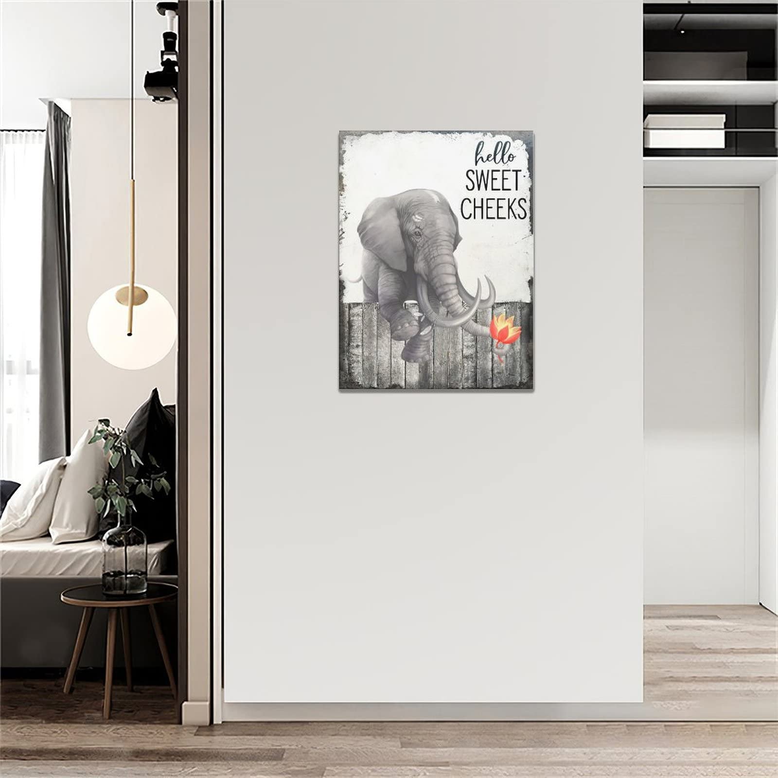 Funny Elephant Canvas Art 12x16 - Farmhouse Bathroom & Bedroom Wall Decor
