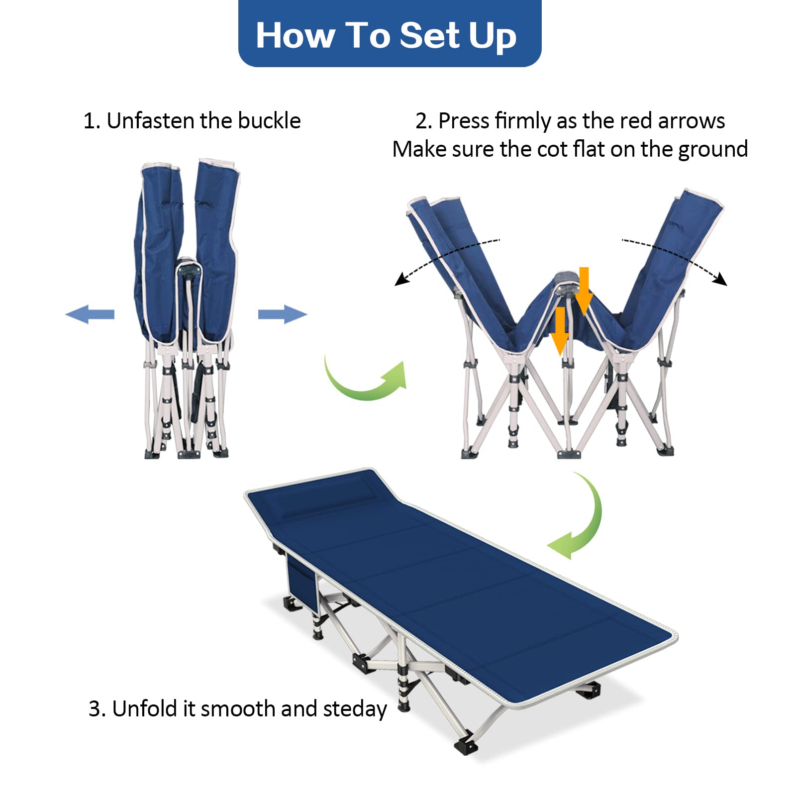 2 Pack Heavy Duty Camping Cot with Comfortable Mattress - Portable Folding Sleeping Bed for Adults, Includes Carry Bag - Perfect for Outdoor Camping, Backpacking, Hiking & Beach Trips