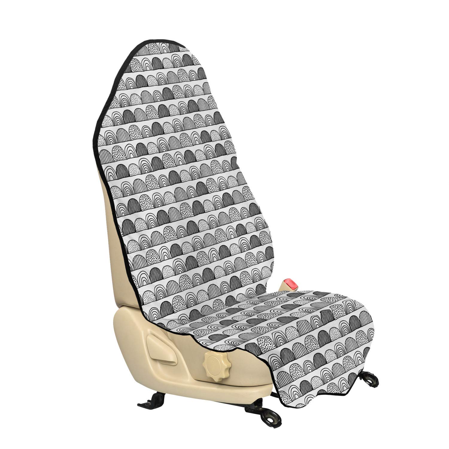 Ambesonne Geometric Car Seat Hoodie Cover - Hand-Drawn Stripes & Polka Dots Design, Non-Slip Backing, Universal Fit (30