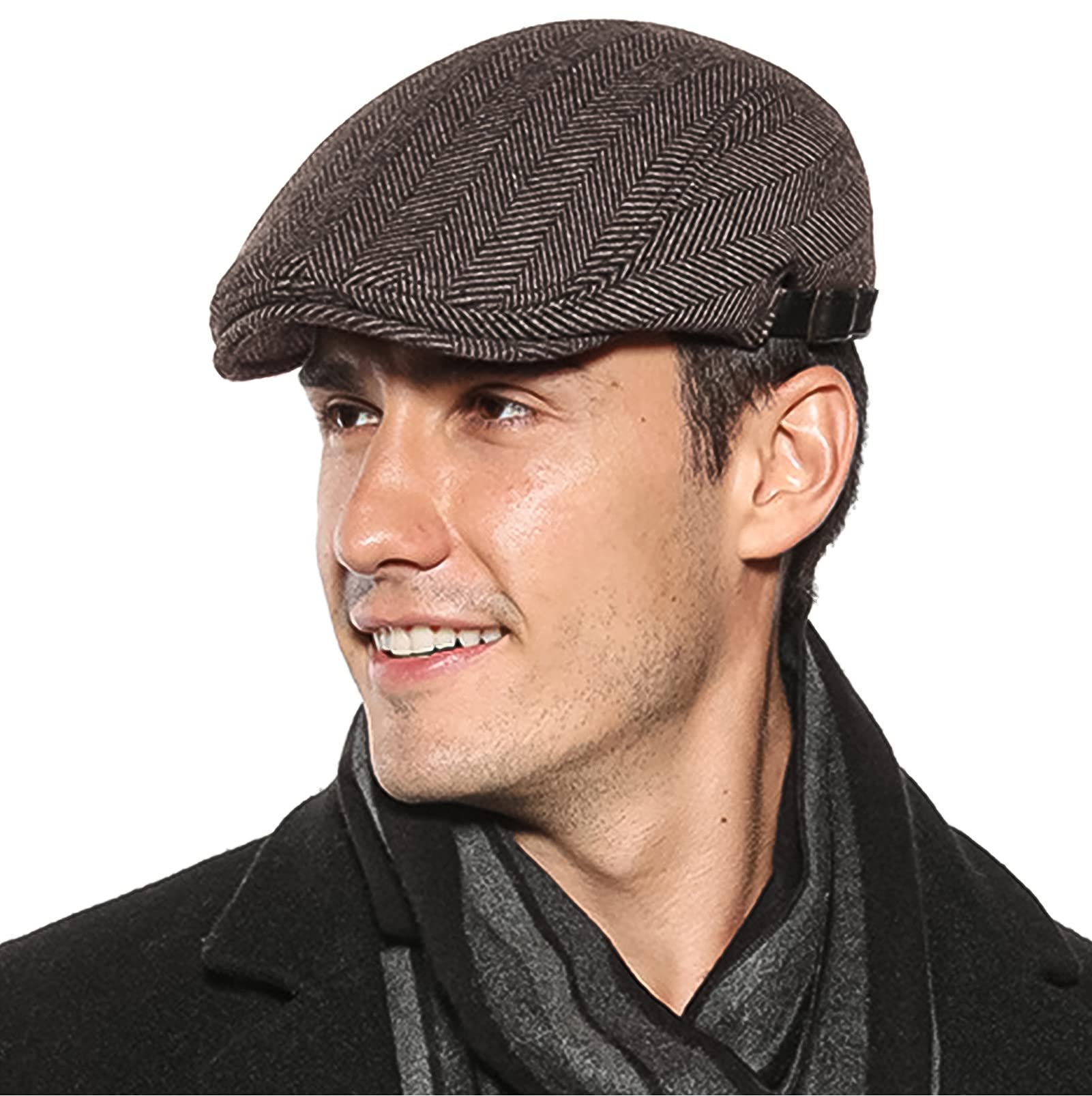 Happy Cherry Men's Flat Top Newsboy Hat - Adjustable Lightweight Cap for Casual Wear, Vintage Style, and Outdoor Activities