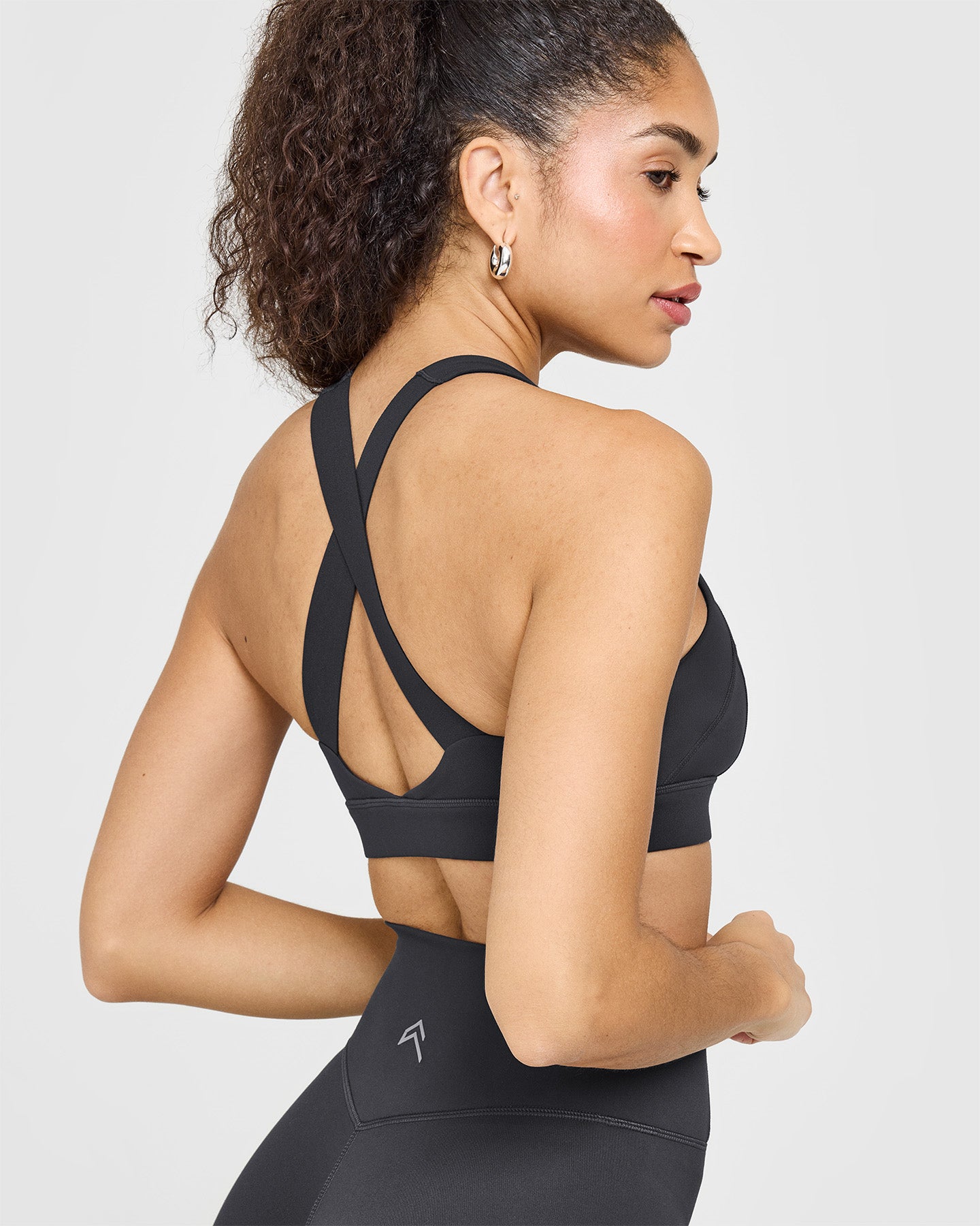 Timeless Wide Strap Sports Bra for Women - High Support Workout Top for Running, Yoga & Gym | Coal Grey