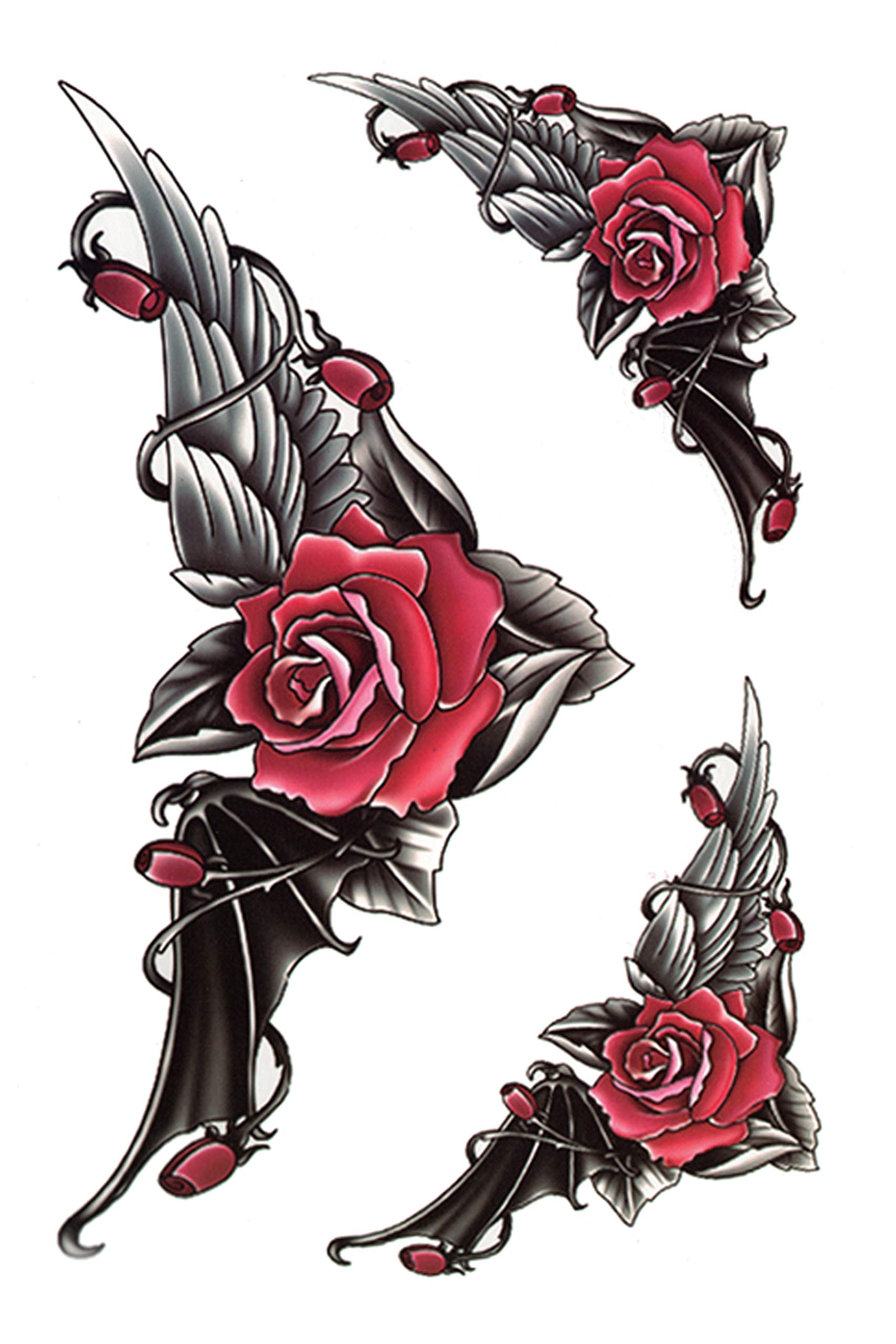 Waterproof Temporary Tattoo Stickers for Men & Women - 3D Realistic Flowers, Butterflies, Stars, Wolves & Armband Designs (21x15cm) | Perfect for Parties, Festivals & Costume Events