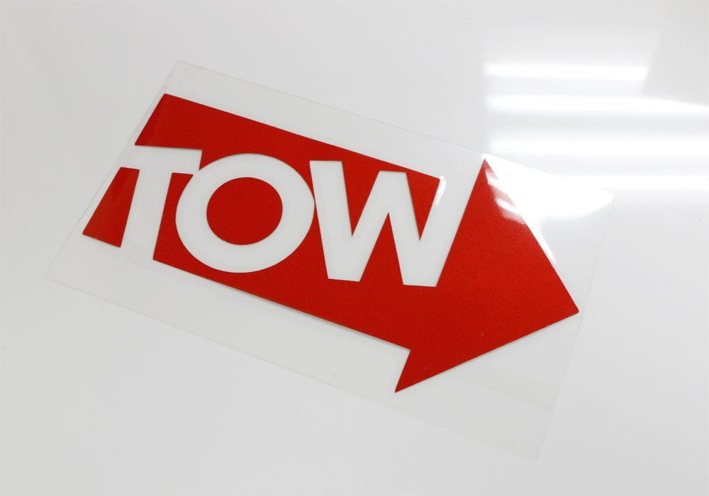 2 Pack Red Tow Hook Arrow Pointer Stickers - Die Cut Vinyl Decals for Car Tow Hook Hole Bar - Perfect for Off-Road Vehicles, Racing Cars & Emergency Signaling