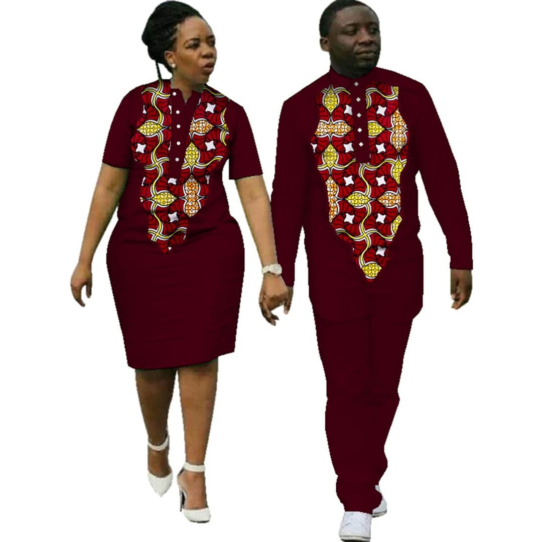 Stylish Dashiki African Dresses for Women & Men | Traditional African Clothing Top & Pants Set | Perfect for Cultural Events, Weddings & Festivals