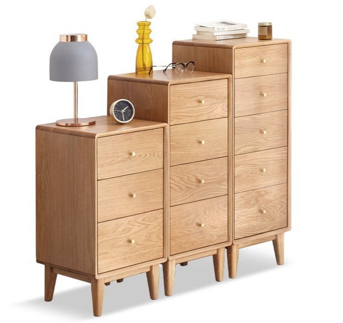 Solid Oak & Beech Wood Chest of Drawers - 5-Drawer Storage Cabinet with Multi-Functional Design for Bedroom, Living Room, and Office Organization