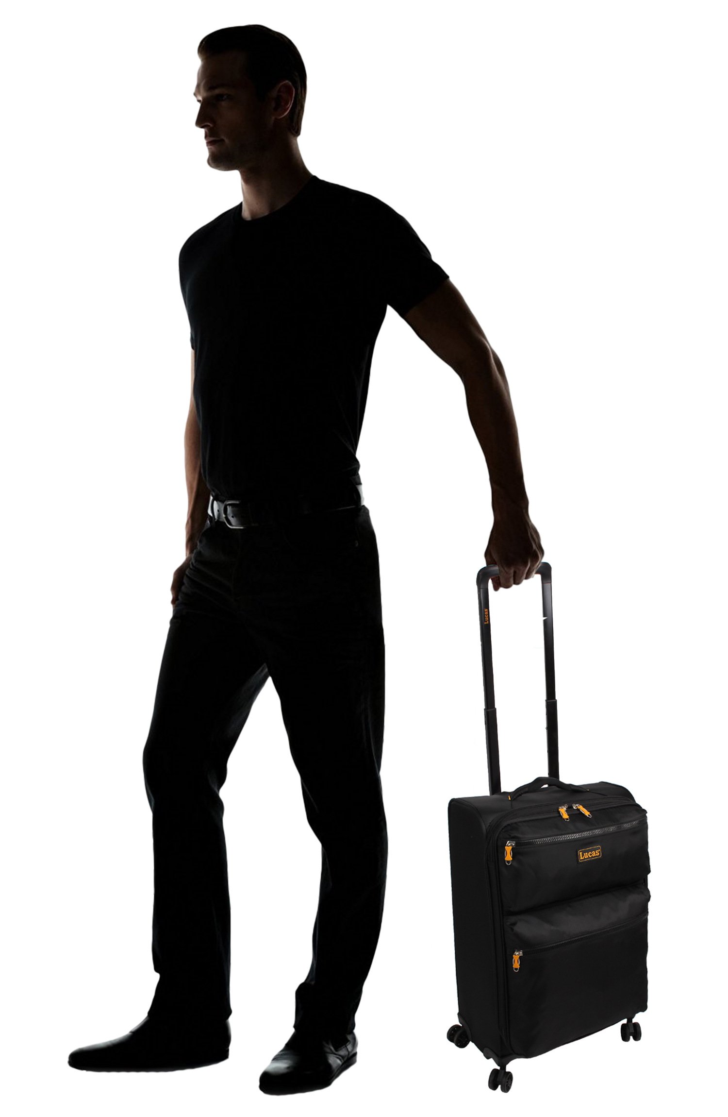 Ultra Lightweight 20 Inch Expandable Carry On Luggage - Softside Spinner Suitcase with 8 Durable Wheels - Fits Most Airline Overhead Compartments - Perfect for Business Travel & Weekend Getaways (Black)
