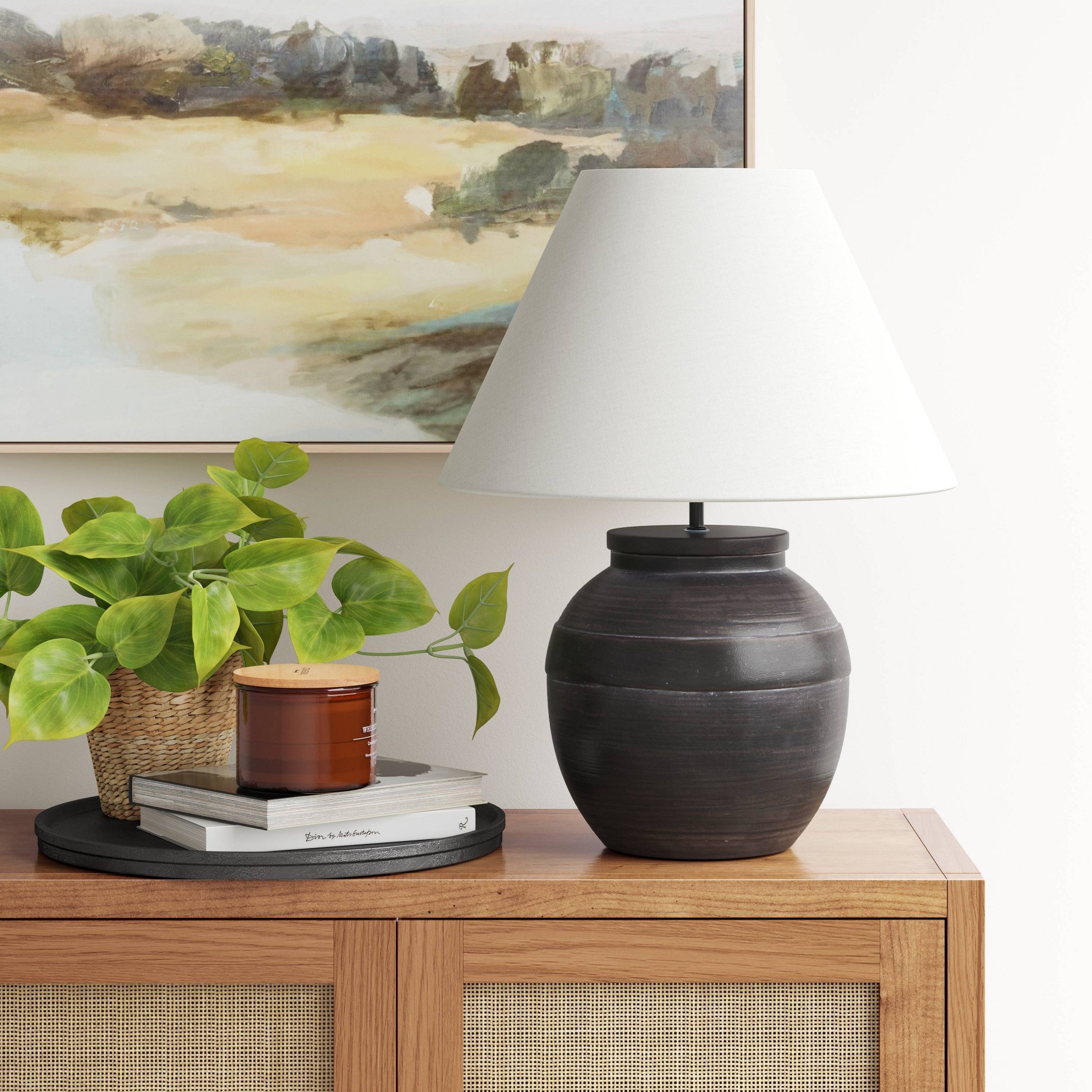 Faris Ceramic Table Lamp - Elegant Home Decor for Living Room, Bedroom & Office - Perfect for Reading, Relaxing & Ambient Lighting