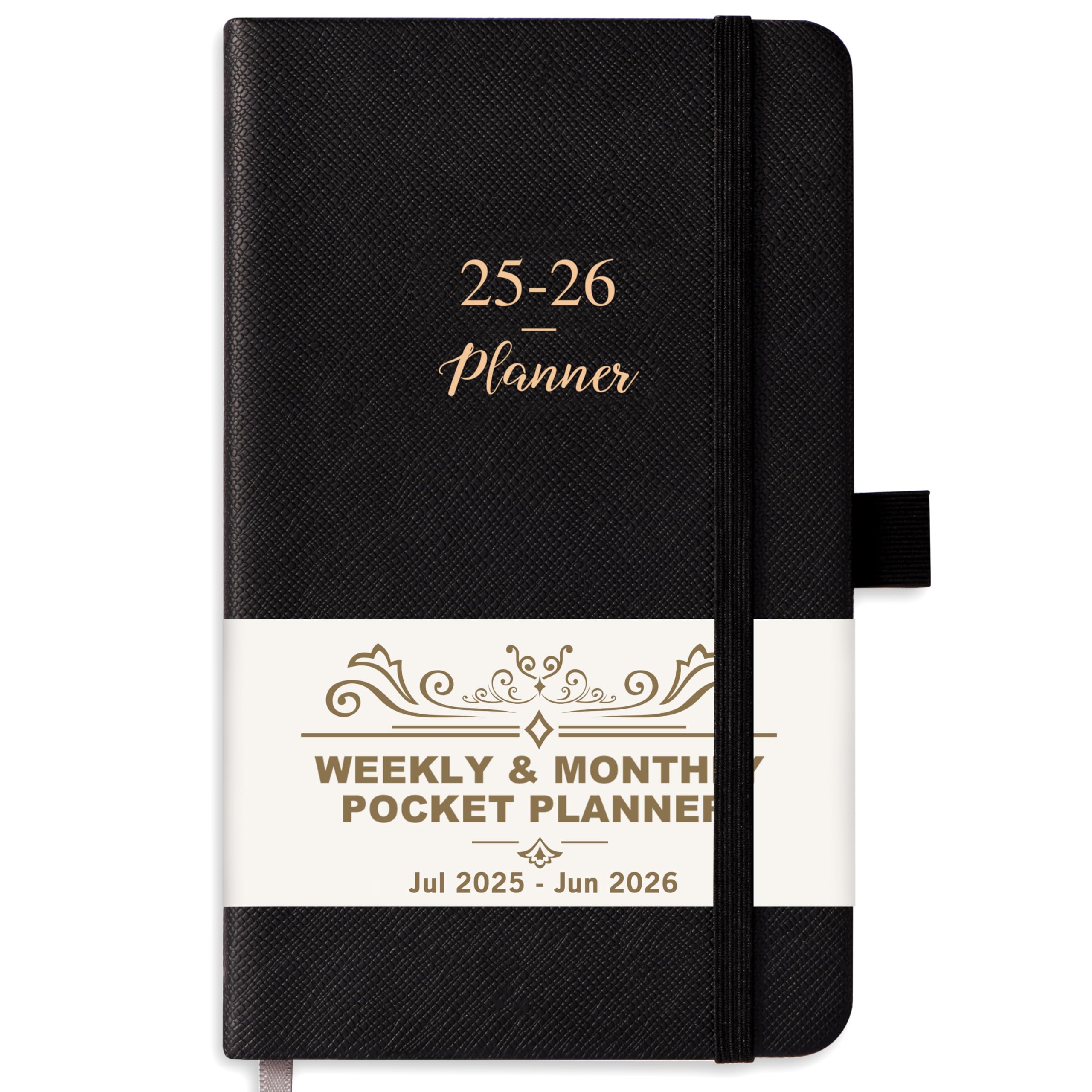2025-2026 Pocket Planner | July 2025 to June 2026 Weekly & Monthly Calendar | 6.3×3.8 Inch Compact Organizer with Pen Loop, Back Pocket & Elastic Closure | Perfect for Students, Professionals & Daily Planning