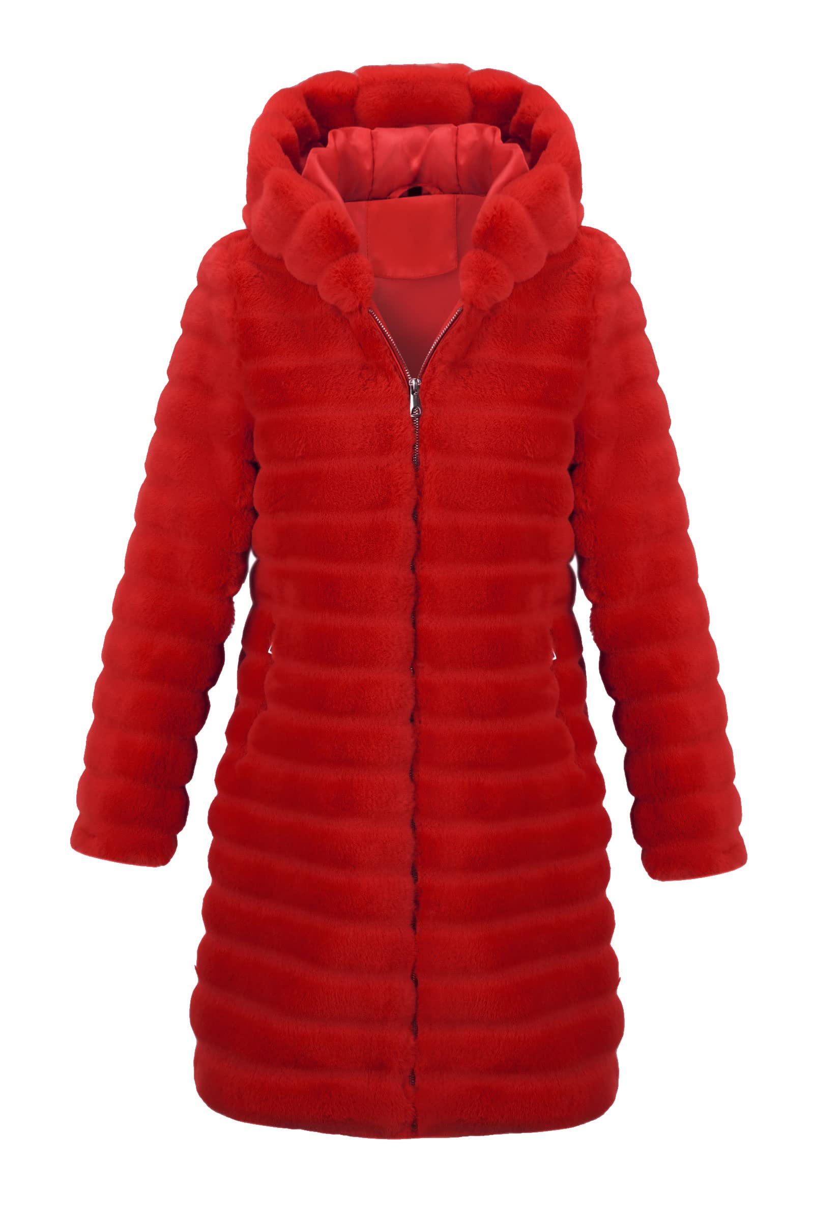 RISISSIDA Women's Long Faux Fur Coat - Fuzzy Winter Jacket with Hood, Warm Overcoat for Fall & Winter | Perfect for Cold Weather, Outdoor Activities & Fashion Layering