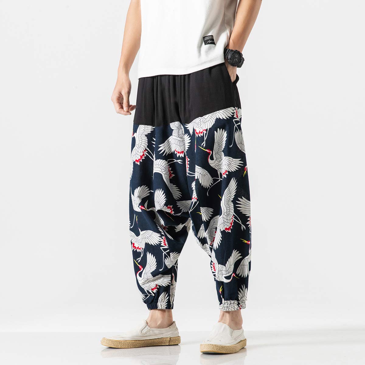 Seidarise Men's Harem Pants - Drop Crotch Lounge Pants & Plus Size Genie Pants for Yoga, Jogging and Relaxation | Comfortable Balloon Pants for Meditation, Home Wear and Casual Outfits