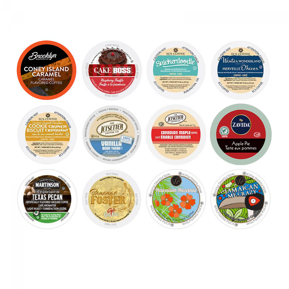12-Pack Flavored Sampler Single Serve Coffee Pods - Perfect for Office, Home & Gifting | Variety Pack for Keurig Machines