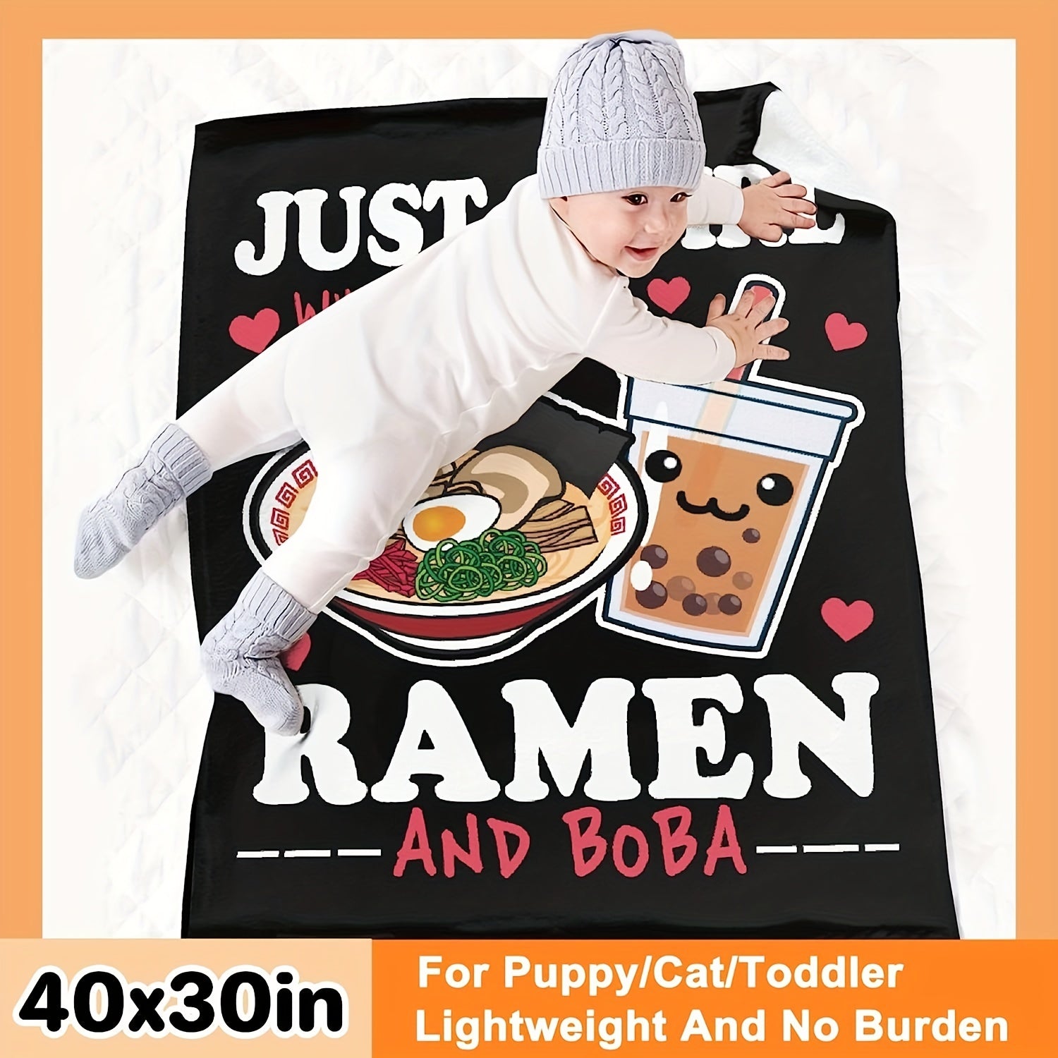 1pc Ultra Soft Luxurious Ramen Milk Tea Blanket - Adorable Kawaii Design for Noodle Lovers & Bubble Tea Fans - Perfect Cozy Gift for Anime Enthusiasts, Home Decor, Office Nap, and Couch Snuggling
