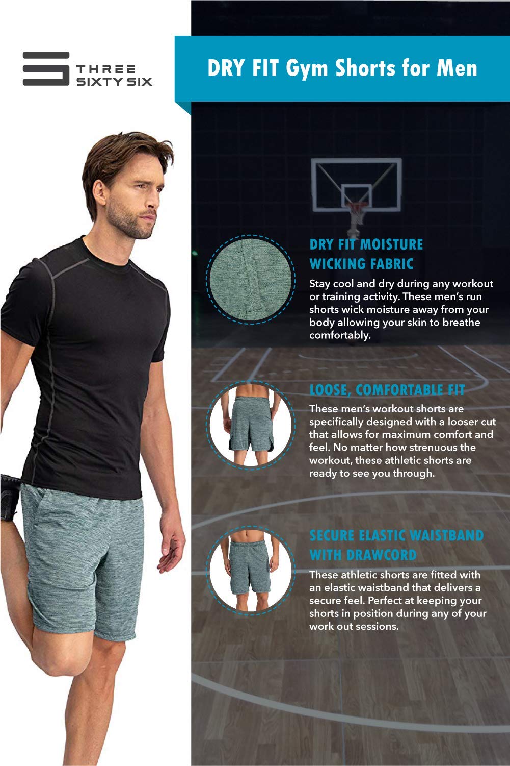 Dry FIT Gym Shorts for Men - Breathable Workout Running Shorts with Moisture Wicking Technology & Side Pockets - Perfect for Gym, Jogging, and Outdoor Sports