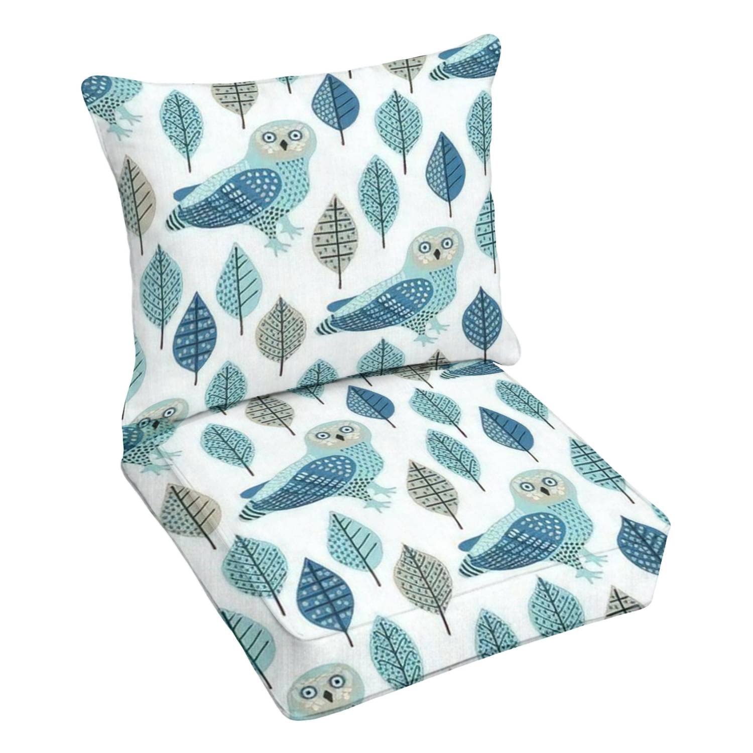Premium Outdoor Deep Seating Cushion Set - Owl Print Seamless Conversation Patio Furniture Cushions for Lounge Chairs, Water-Resistant & Durable Replacement Cushions - Perfect for Backyard, Poolside, and Patio Relaxation