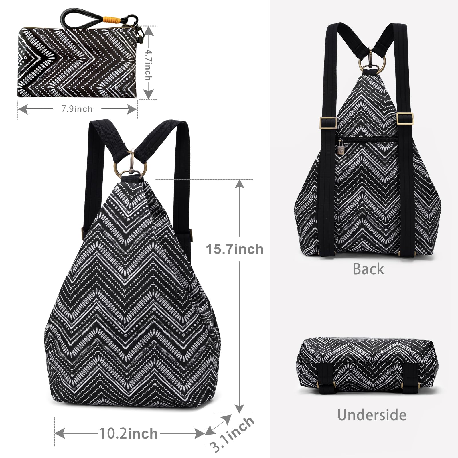 Black Butterfly Premium Women's Backpack - Bohemian Style Fashion Casual Daypack & Small Purse Backpack (40-Black Plus) - Perfect for Travel, Work & Everyday Use
